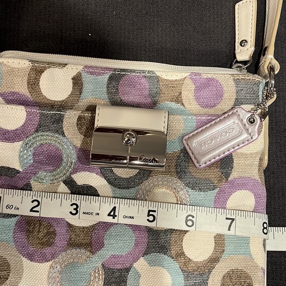 Coach Crossbody Canvas 8x9” bag. Signature Hardware on Front pocket & zipper - Picture 4 of 15